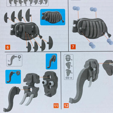 58 pieces 3d elephant puzzle blocks